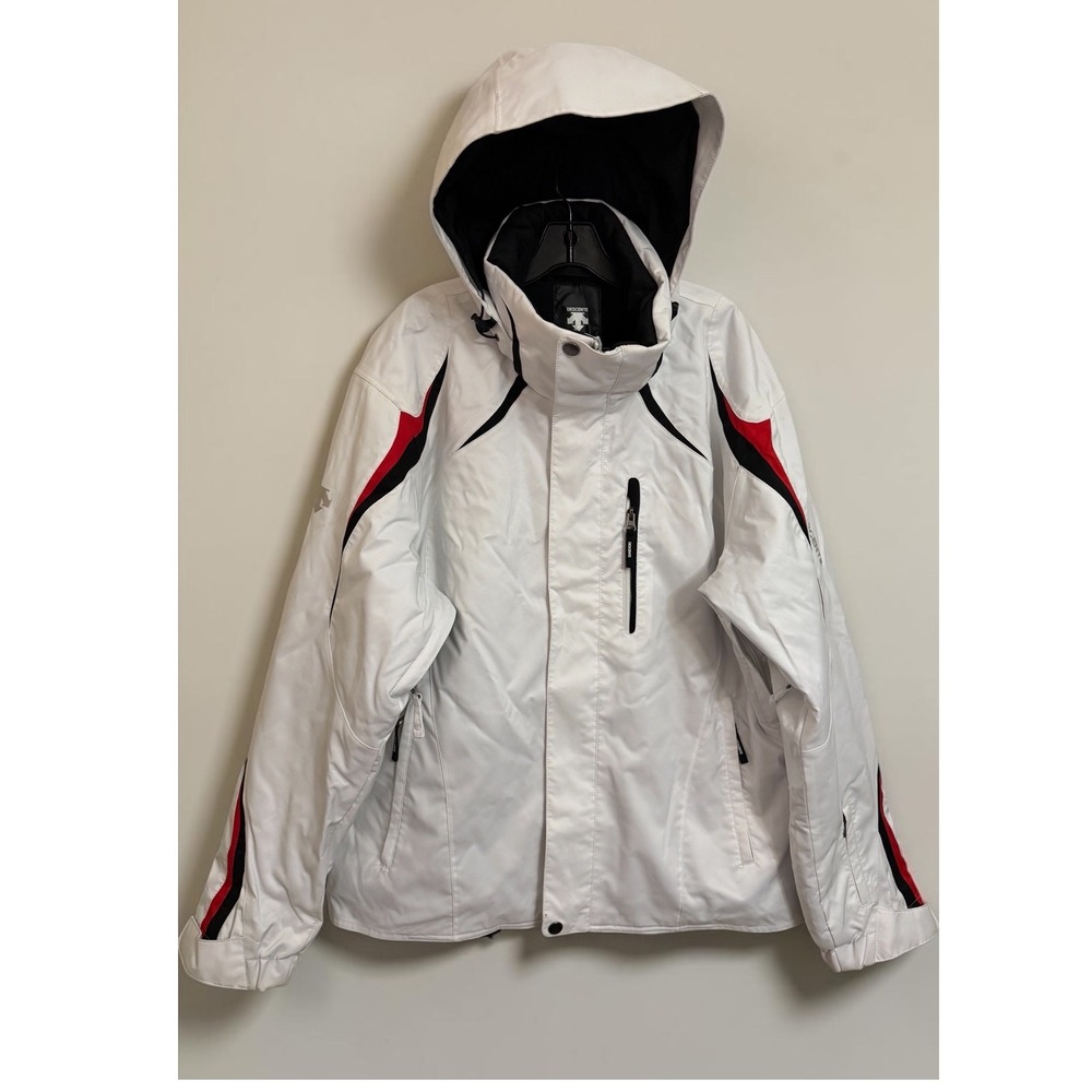 Descente Mens White Red Black Insulated Ski Snowboard Jacket D2-8356US Size L